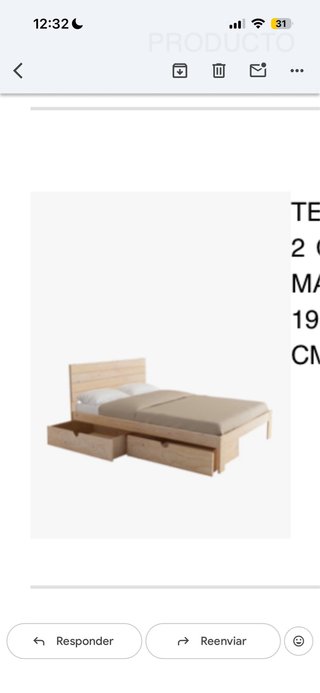 Cama Madera Maciza + Colchón 140x200