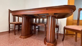 Conjunto mesa y 6 sillas madera