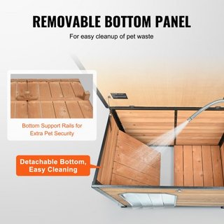 Casa para Perros al Aire Libre, Casa para Perros Aislada e Impermeable con Suelo Elevado, Casa para Perros de Madera Antimordeduras con Estructura de Hierro, Techo Abierto, para Perros Medianos a ...