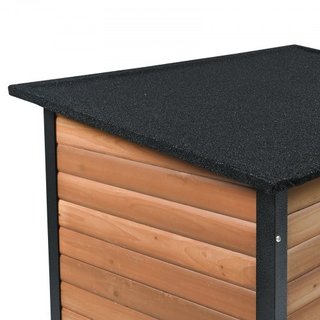 Casa para Perros al Aire Libre, Casa para Perros Aislada e Impermeable con Suelo Elevado, Casa para Perros de Madera Antimordeduras con Estructura de Hierro, Techo Abierto, para Perros Medianos a ...