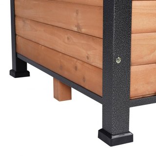 Casa para Perros al Aire Libre, Casa para Perros Aislada e Impermeable con Suelo Elevado, Casa para Perros de Madera Antimordeduras con Estructura de Hierro, Techo Abierto, para Perros Medianos a ...