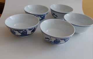 Set 5 Ciotoline Porcellana Cinesi Blu