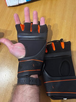Guantes Domyos Negro/Naranja (usados 1 vez)