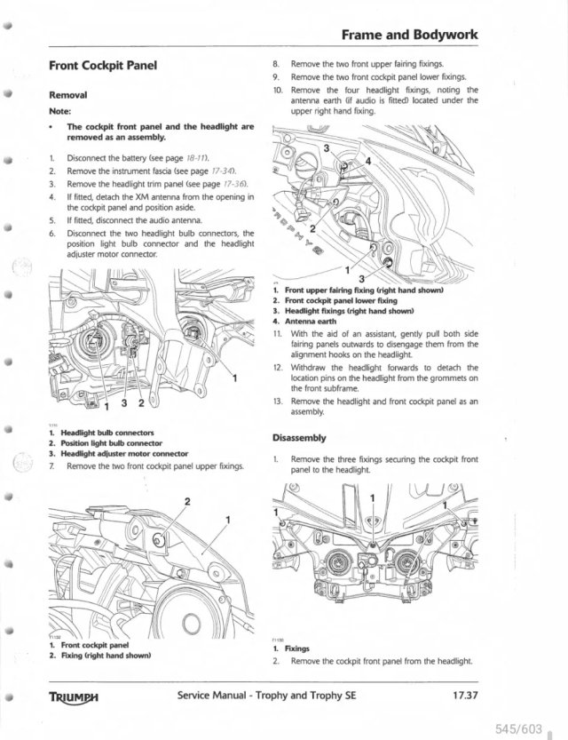 Manual de Taller Triumph TROPHY Trophy SE1250 2012