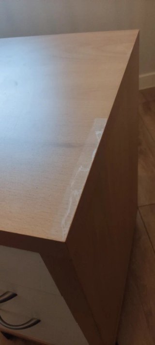 Cajonera con ruedas color madera-blanca. 3 cajones