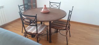 Mesa redonda forja y madera