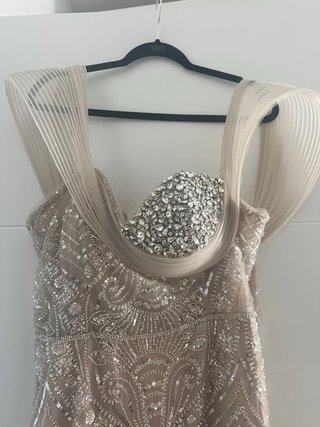 Vestido de fiesta pedrería beige XL