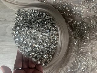 Vestido de fiesta pedrería beige XL
