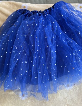 Falda tutú azul con estrellas plateadas