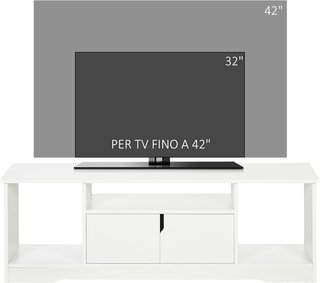 Mueble Porta TV Hasta 42'' Con Armario Y Estantes Abiertos, Mueble TV para Sala Y Salón en Madera, 120X30X41Cm, Blanco