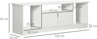 Mueble Porta TV Hasta 42'' Con Armario Y Estantes Abiertos, Mueble TV para Sala Y Salón en Madera, 120X30X41Cm, Blanco