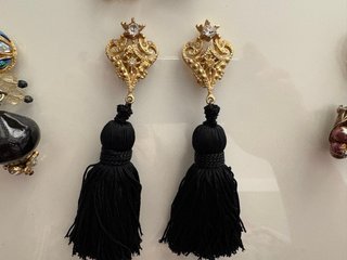 Lote vintage pendientes y broche con joyero