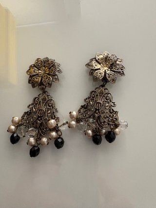 Lote vintage pendientes y broche con joyero