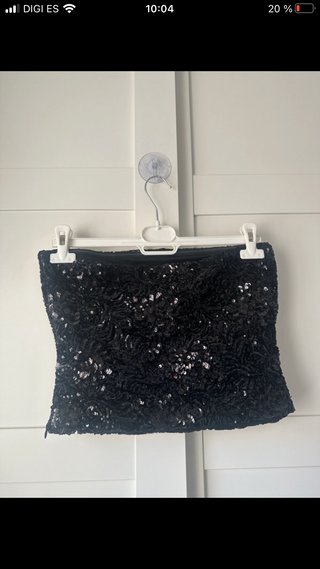 Top Zara lentejuelas negro Talla M
