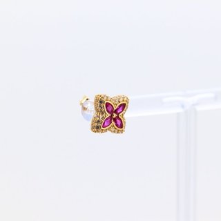 PENDIENTES FLOR CON  CIRCONITAS FUCSIAS