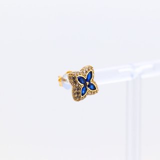PENDIENTES FLOR CON  CIRCONITAS AZULES.