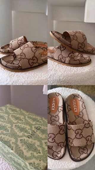 Sandalias Gucci GG Beige y Marrón