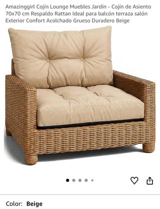 Cojín Asiento y Respaldo Beige 70x70cm