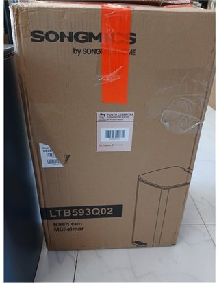 SONGMICS Cubo de Basura - Basurero de 20 L - de Cocina de Acero Inoxidable - con Cubeta Interior - Cierre Suave y Permanece Abierto -