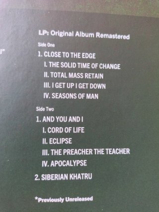 LP YES Close to the Edge 50 aniversario