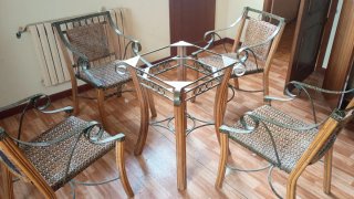 Silla Forja Vintage Ratán Metal Verde