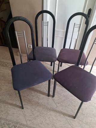 Conjunto 4 sillas metal y tela