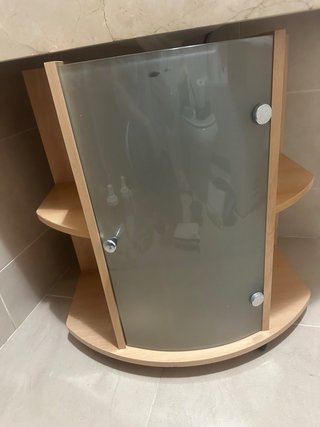 Mueble auxiliar baño madera y cristal