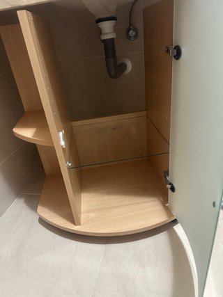 Mueble auxiliar baño madera y cristal