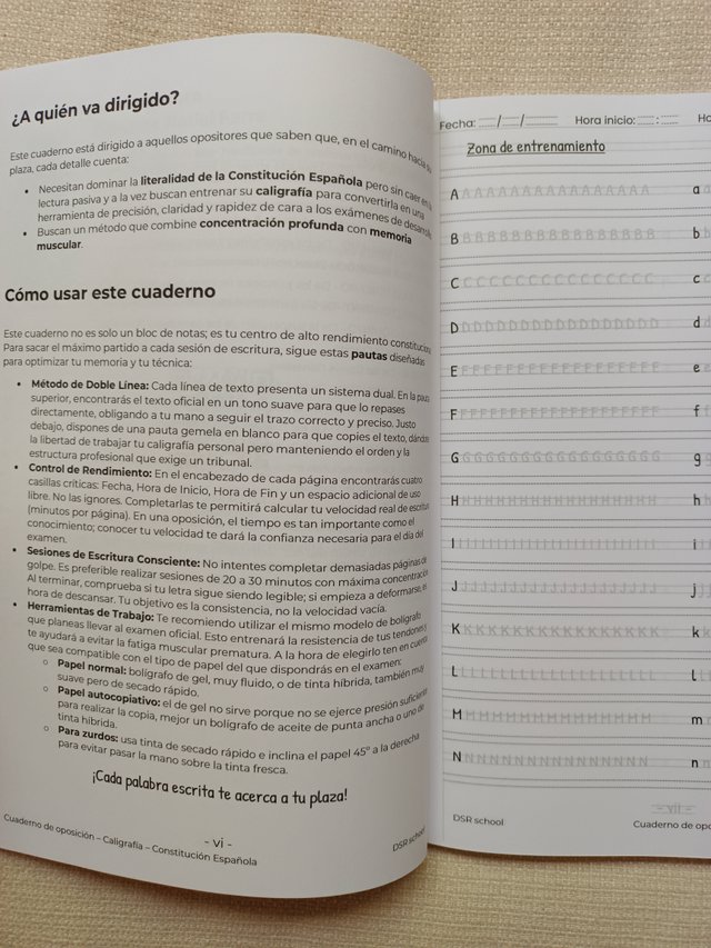 Cuaderno Oposición - Caligrafía - Constitución