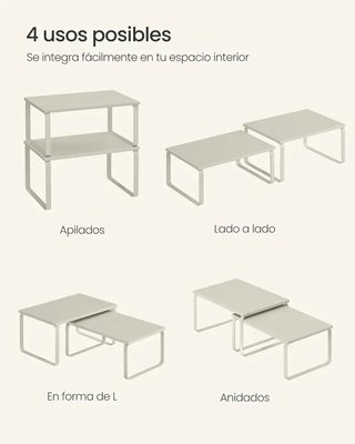 Set 2 Estantes Especias Ajustable Beige KCS020K02