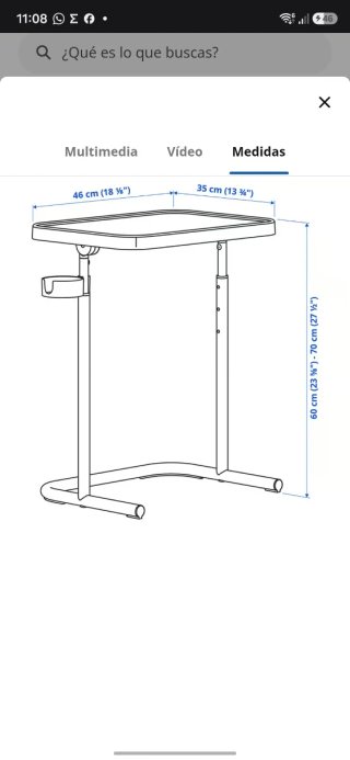 Mesa auxiliar portátil IKEA BJÖRKÅSEN Antracita