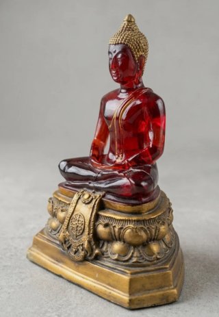 Estatua de Buda vintage / Lucita roja /