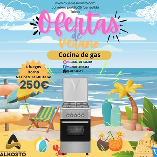 Cocina de gas con horno 4 fuegos