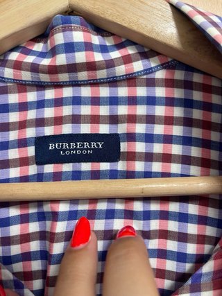 Camisa Burberry Cuadros Azul y Rojo