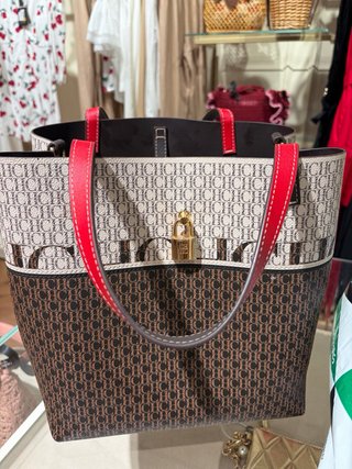 Bolso Carolina Herrera CH Marrón y Rojo