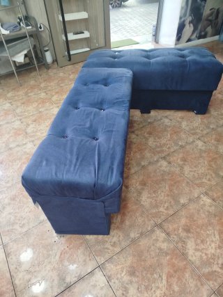 Sofá cama azul de tela