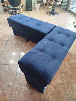 Sofá cama azul de tela