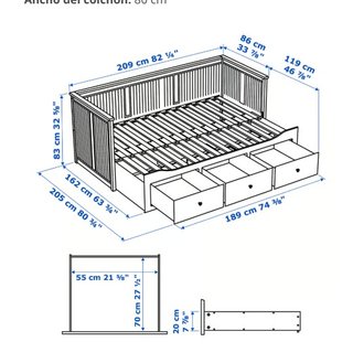 Diván IKEA HEMNES 80x200 con 3 cajones