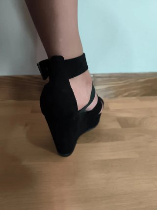 Sandalias de cuña negras talla 38