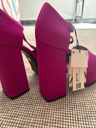 Sandalias Zara Tacon Fucsia Talla 37