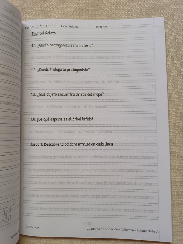 Cuaderno Oposición – Caligrafía – Relatos IA