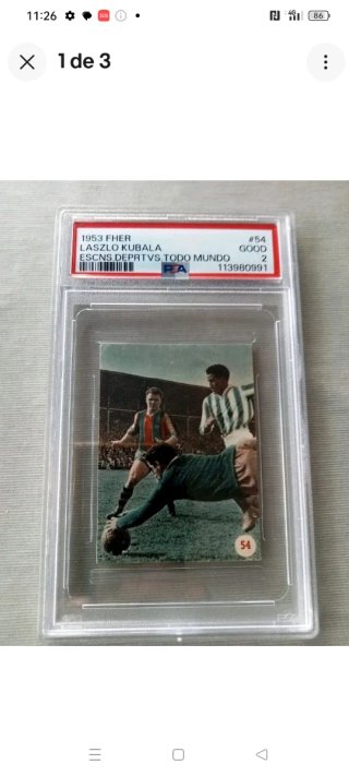 Kubala rookie.Tarjeta de fútbol Kubala 1953 FHER