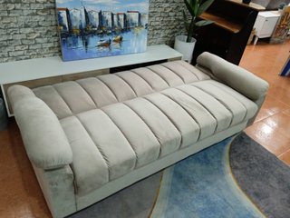 Sofá Cama de 3 Plazas Gris con Arcón