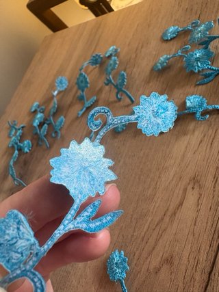 Set di applicazioni floreali per abbigliamento blu