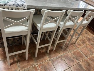 Pack 4 Taburetes Altos Ikea Madera Blanco