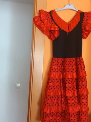Disfraz Flamenca Flecos Rojo/Negro Talla 6
