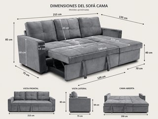 Sofá Cama Gris Nuevo con Arcón