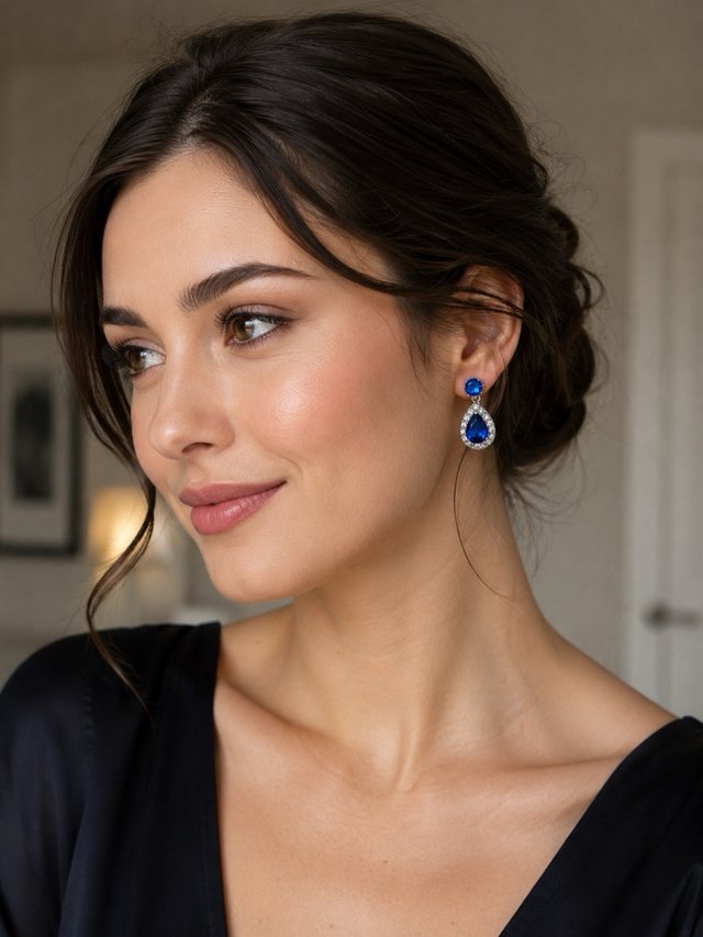 Pendientes en forma de lágrima estilo zafiro