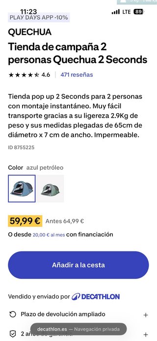 Tienda de Campaña Quechua 2 Seconds