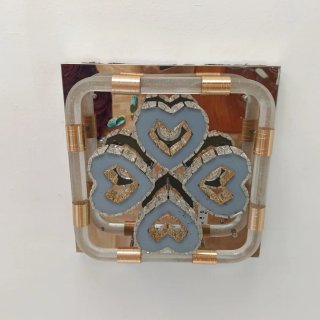 Lámpara Corazón Cristal y Metal Dorado
